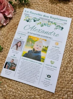 Gazette Croix fleurie couleur au choix et personnalisable