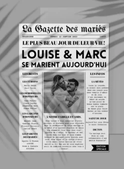 Gazette de mariage personnalisée - Thème Journal Anglais