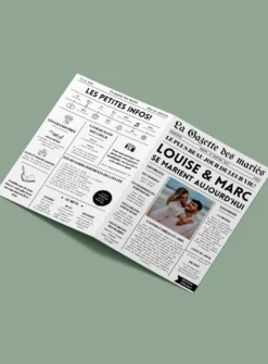 Gazette de mariage personnalisée - Thème Journal Anglais