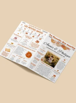 Gazette de mariage personnalisée - Thème Champêtre chic Terra-cota