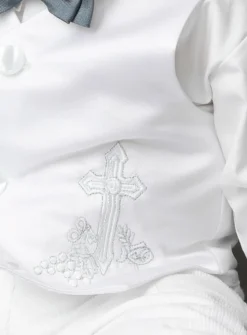 Gilet baptême bébé garçon avec broderie croix