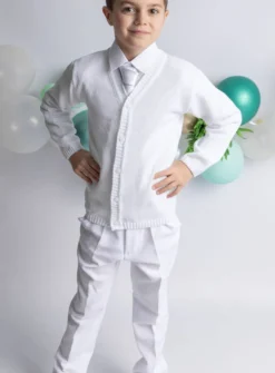 Gilet blanc avec bouton pour garçon