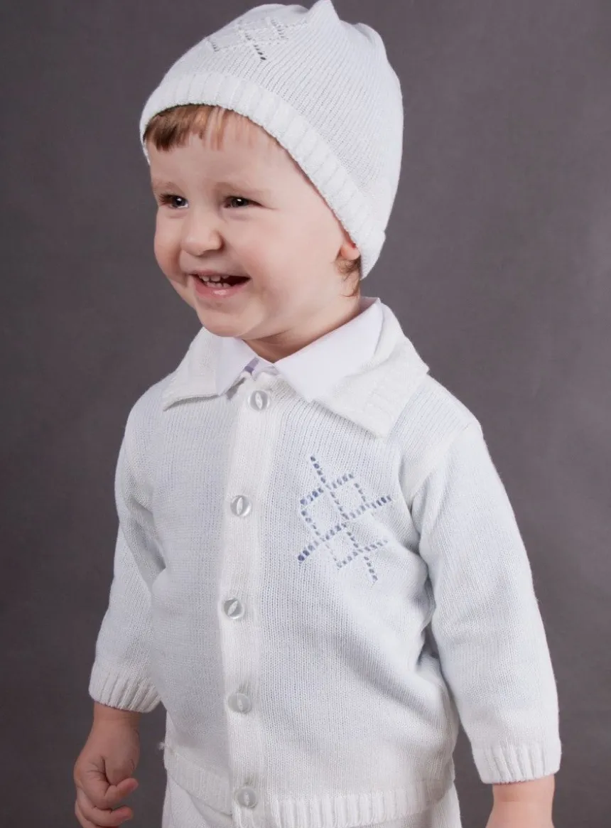Gilet blanc bébé garçon + bonnet