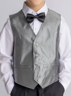 Gilet de costume enfant tissé argent garçon Léo