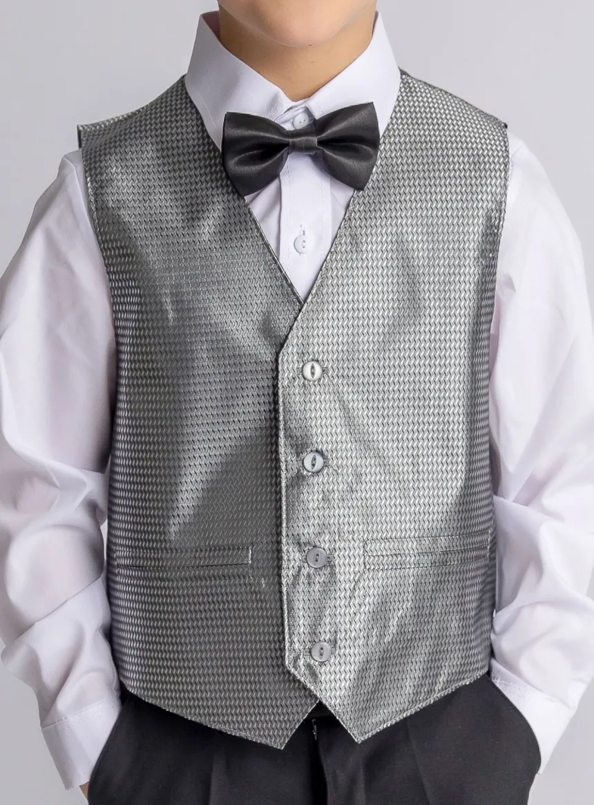 Gilet de costume enfant tissé argent garçon Léo