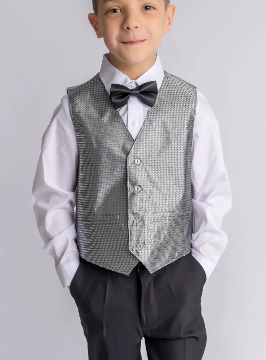 Gilet de costume enfant tissé argent garçon Léo