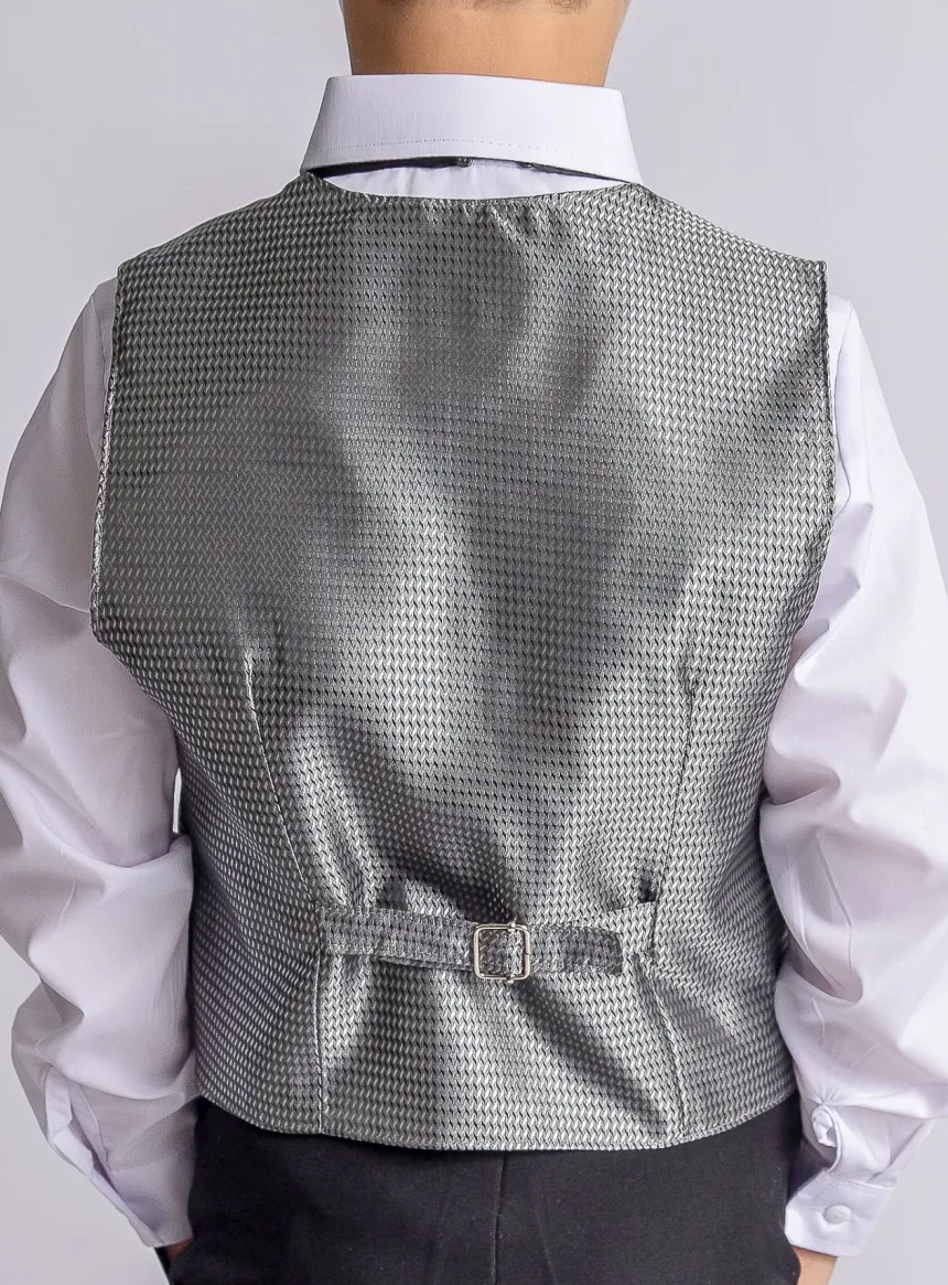 Gilet de costume enfant tissé argent garçon Léo