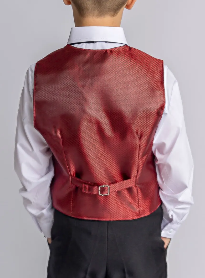 Gilet de costume enfant tissé bordeaux Léo