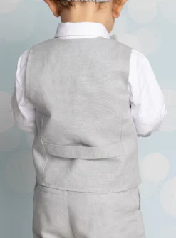 Gilet lin gris bébé et petit garçon Pierre