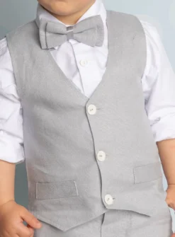 Gilet lin gris bébé et petit garçon Pierre