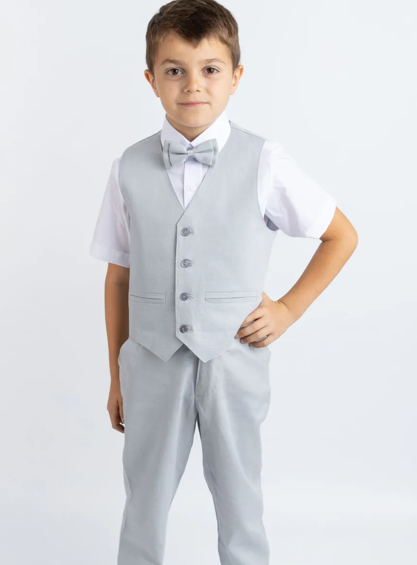 Gilet lin gris garçon Pierre Gris