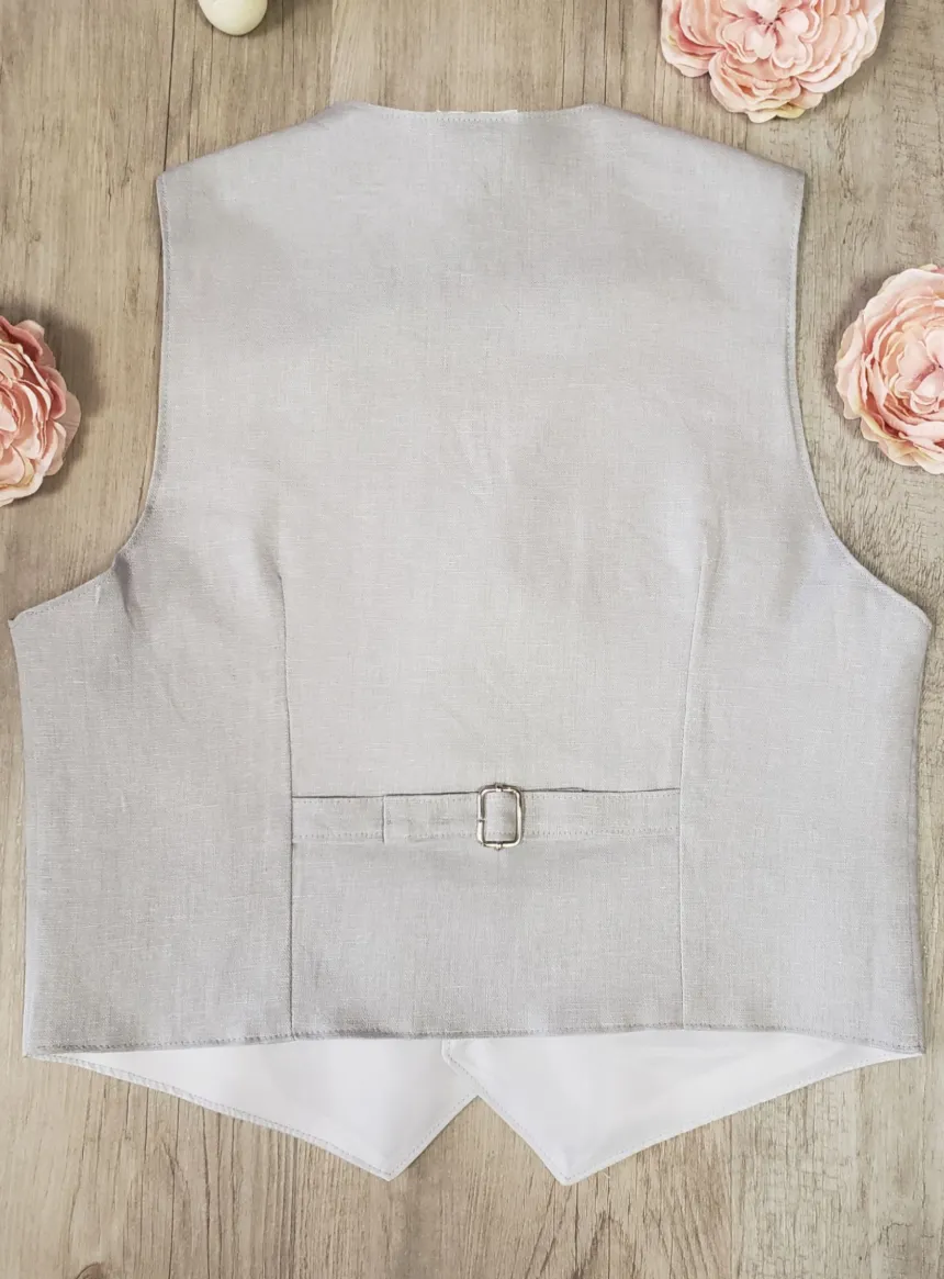Gilet lin gris garçon Pierre Gris