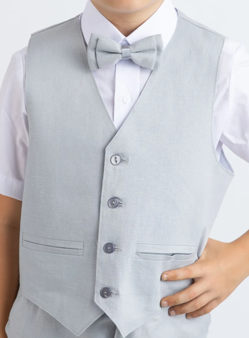 Gilet lin gris garçon Pierre Gris
