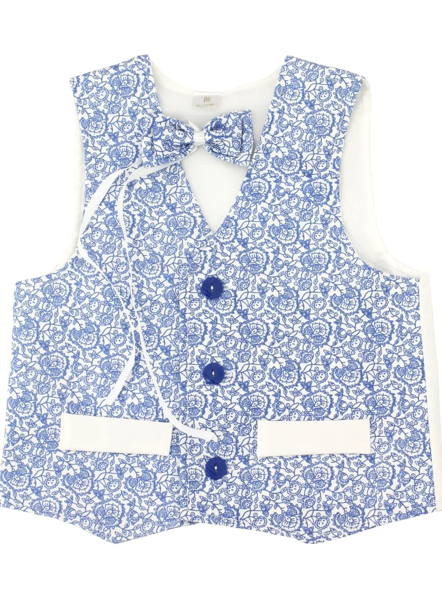 Gilet mariage garçon bleu roy + noeud papillon