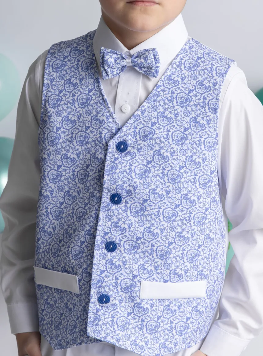 Gilet mariage garçon bleu roy + noeud papillon