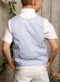 Gilet + nœud papillon bleu rayé garçon Milo