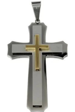 Grande croix de communion triple superposition Gris argent