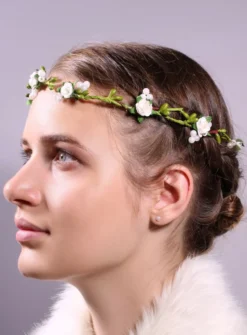 Guirlande de fleur blanche et feuille Blanc