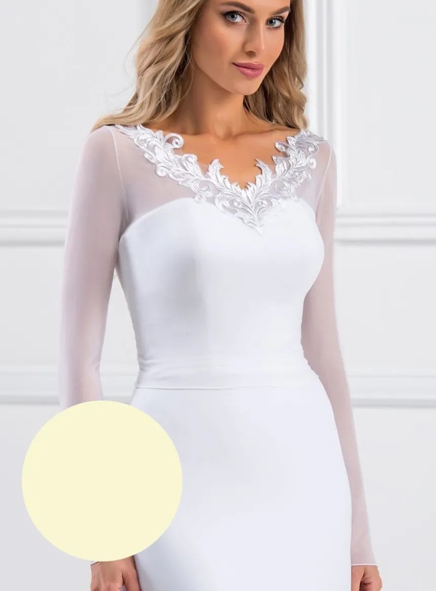 Haut bustier mousseline et dentelle manches longues