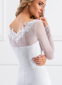 Haut bustier mousseline et dentelle manches longues