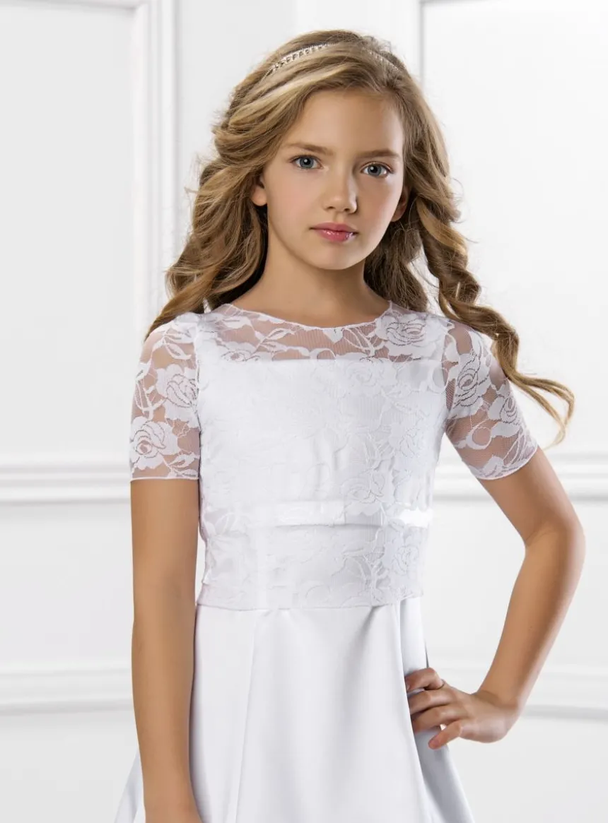 Haut dentelle fille manches courtes