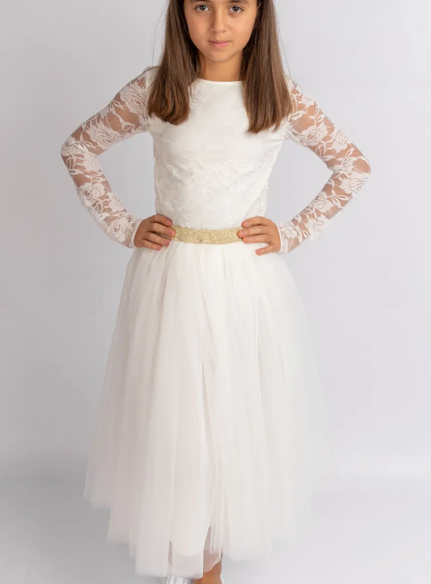 Haut dentelle fille manches longues
