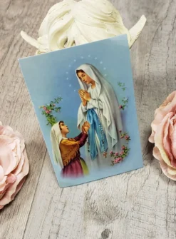 Icone de la Vierge avec Prière Bleu ciel
