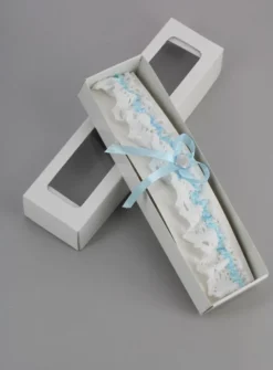 Jarretière de la mariée en coton crochet Blanc