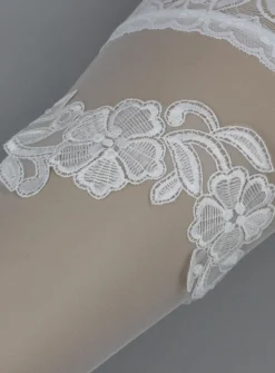 Jarretière de mariée dentelle large Blanc
