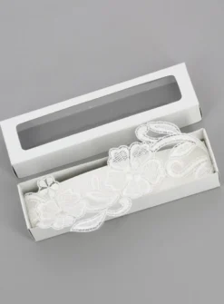 Jarretière de mariée dentelle large Blanc