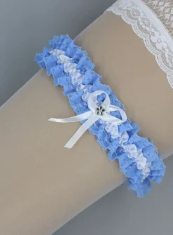 Jarretière dentelle bleue
