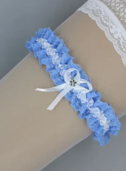 Jarretière dentelle bleue