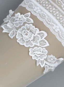 Jarretière mariage dentelle blanche Blanc
