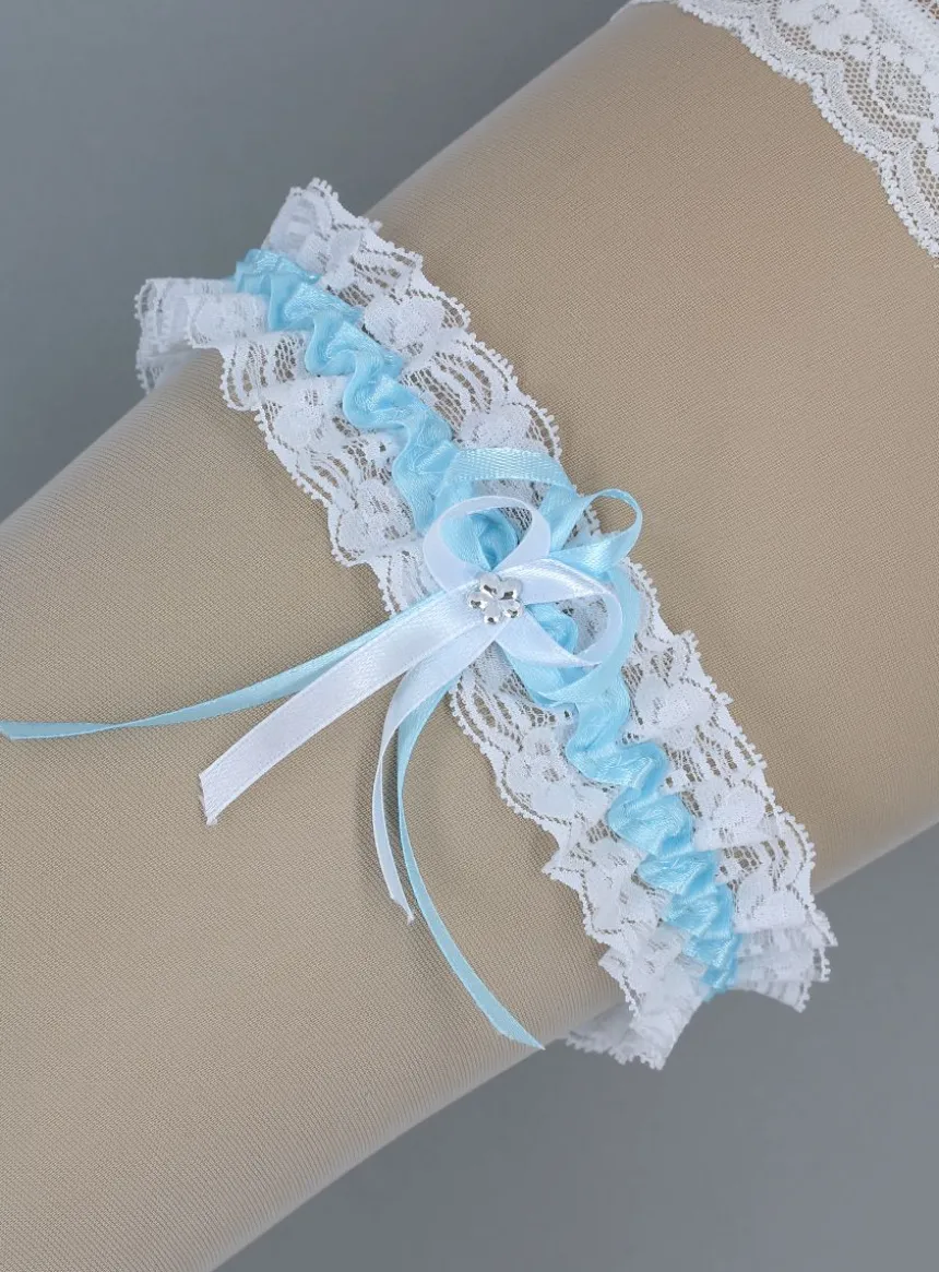Jarretičre mariage dentelle ruban et strass