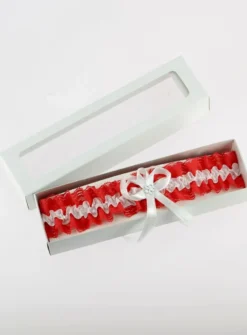 Jarretière mariage dentelle rouge