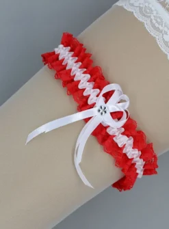 Jarretière mariage dentelle rouge