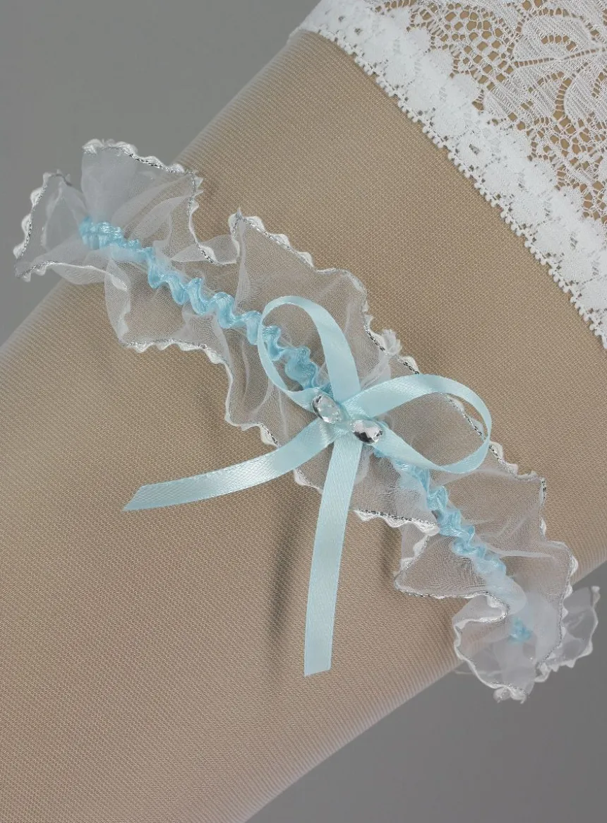 Jarretière mariage organza Blanc