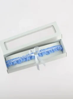 Jarretière mariée dentelle bleue