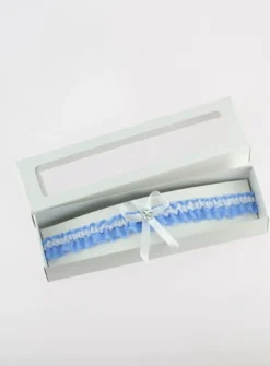 Jarretière mariée dentelle bleue