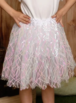 Jupe tulle blanc et paillette sequin Blanc