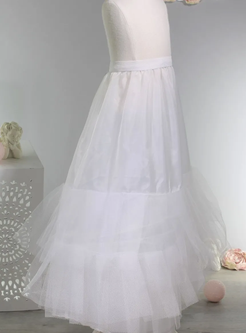 Jupon long fille 2 volants tulle