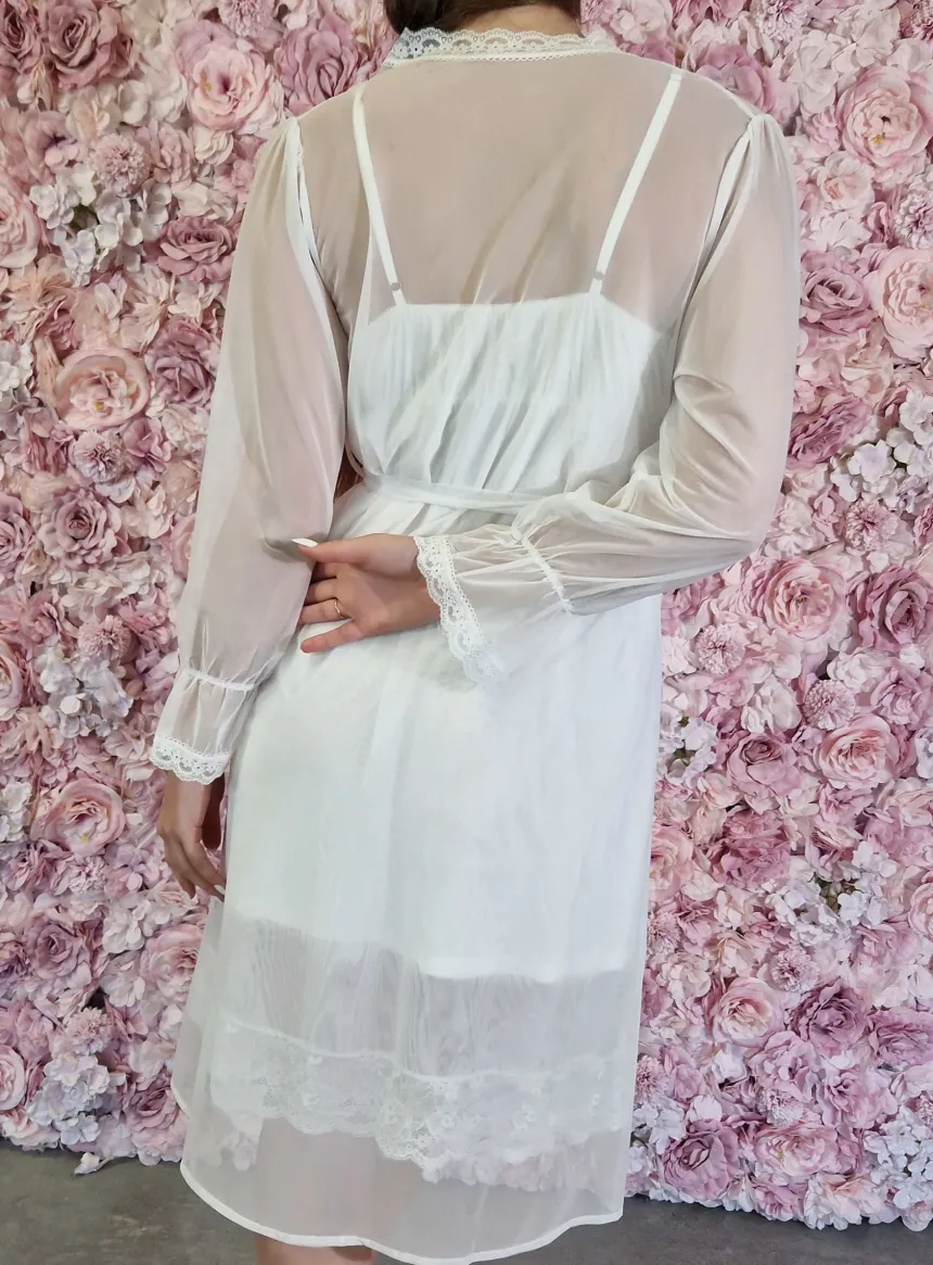 Kimono de nuit de noces femme transparent Blanc