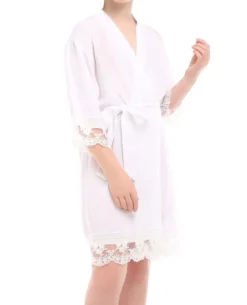 kimono lingerie blanc avec dentelle - Personnalisable