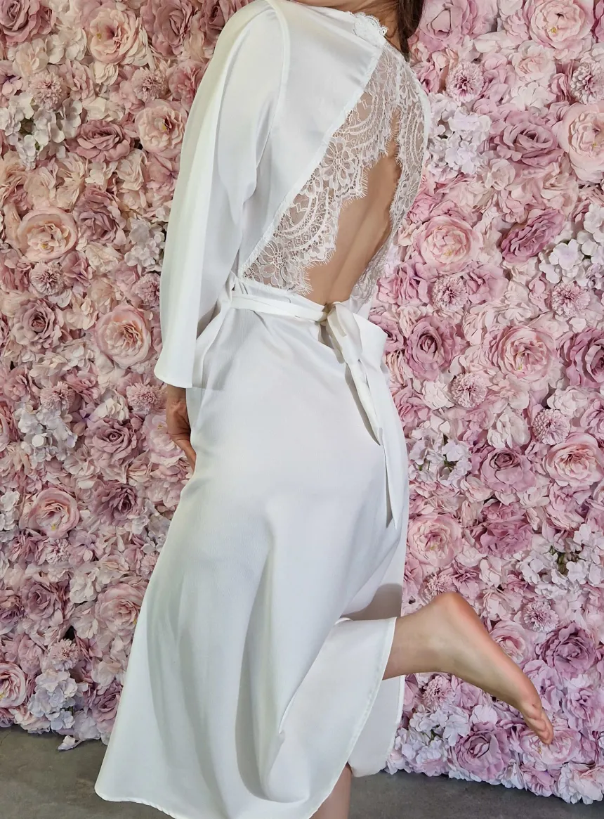 kimono long dentelle pour femme