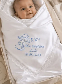 Lange Châle de Baptême ou Naissance Personnalisable