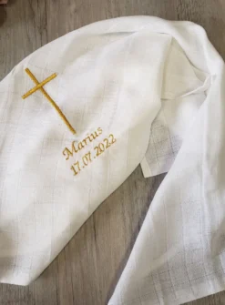 Lange tissu de baptême - Personnalisable Blanc