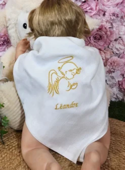 Lange tissu de baptême - Personnalisable Blanc