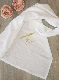 Lange tissu de baptême - Personnalisable Blanc