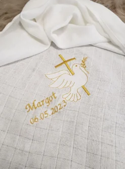 Lange tissu de baptême - Personnalisable Blanc