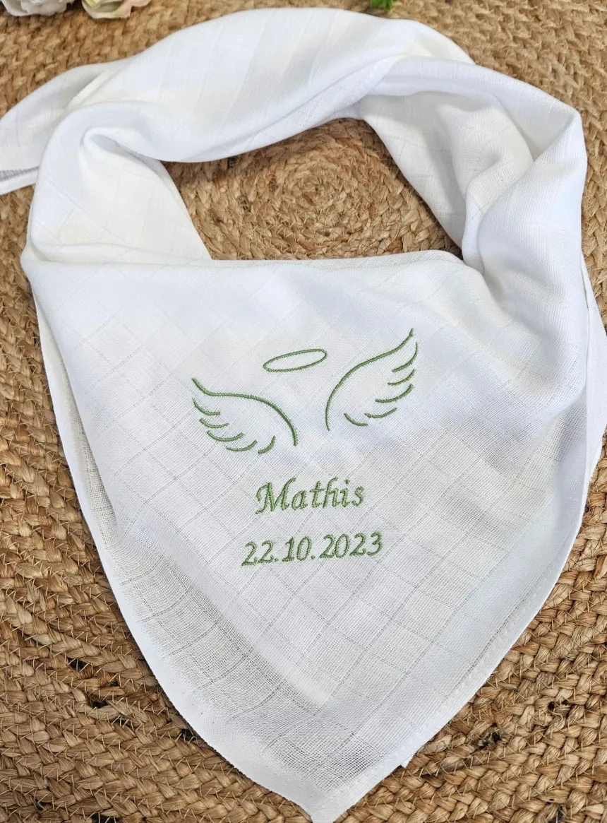 Lange tissu de baptême - Personnalisable Blanc